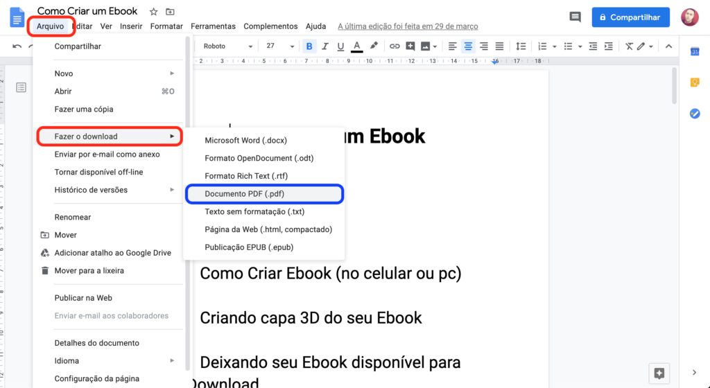 email marketing, como salvar pdf